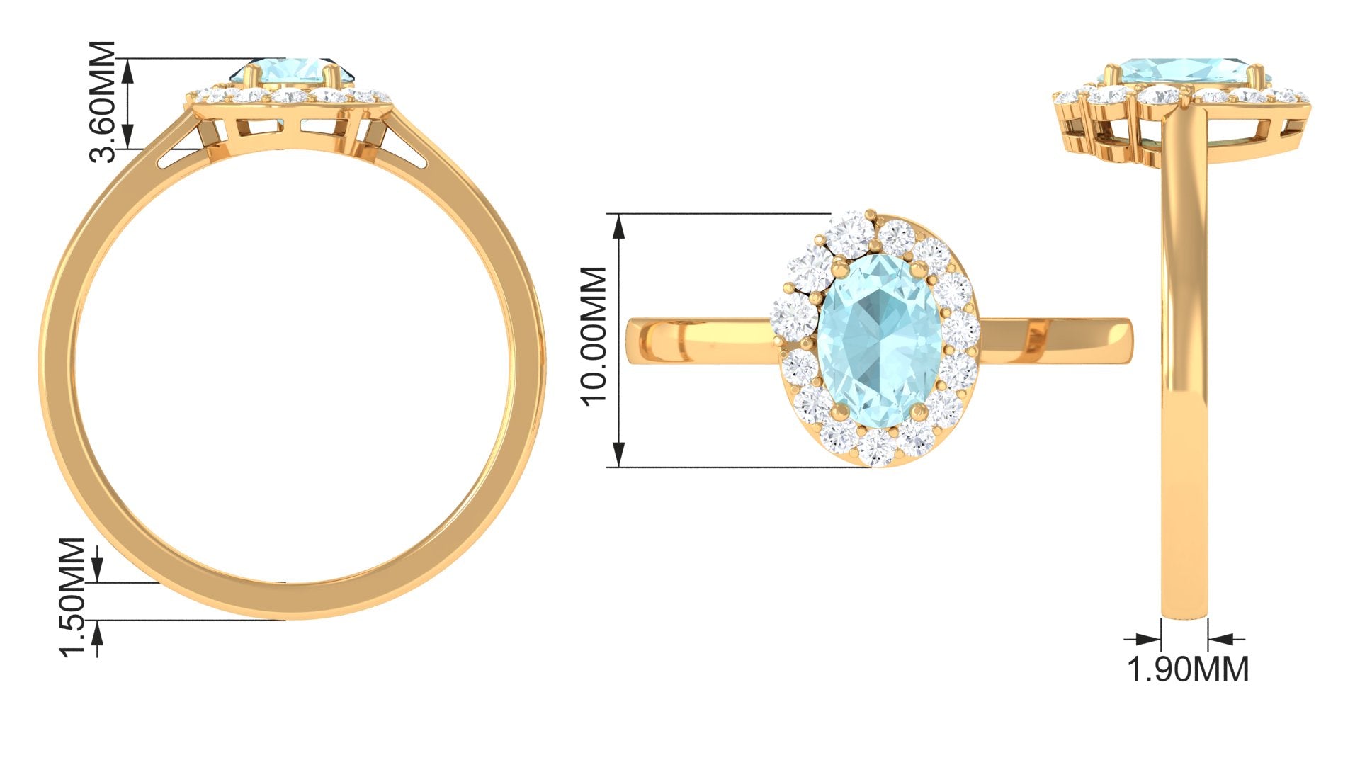 Classic Sky Blue Topaz Oval Cocktail Ring with Diamond Halo Sky Blue Topaz - ( AAA ) - Quality - Rosec Jewels