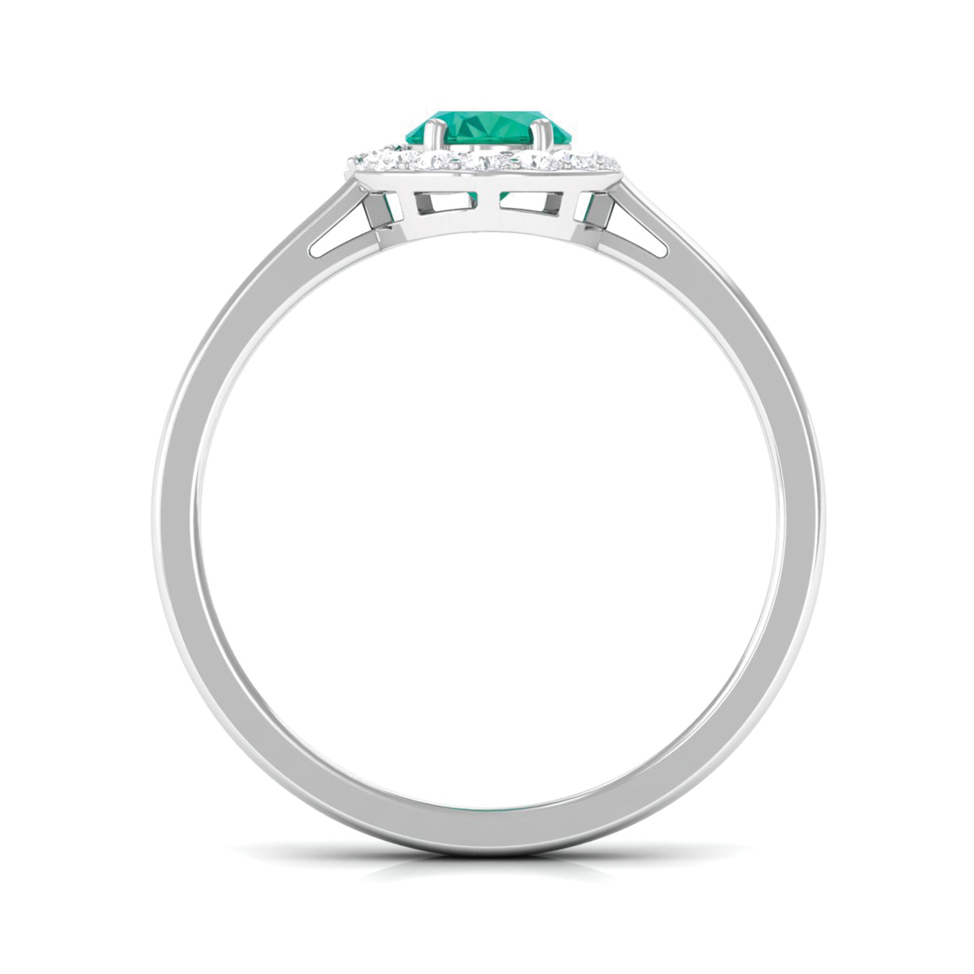 1.25 CT Oval Emerald and Diamond Halo Engagement Ring Emerald - ( AAA ) - Quality - Rosec Jewels