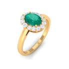 1.25 CT Oval Emerald and Diamond Halo Engagement Ring Emerald - ( AAA ) - Quality - Rosec Jewels