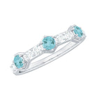 Sky Blue Topaz and Diamond Minimal Half Eternity Ring Sky Blue Topaz - ( AAA ) - Quality - Rosec Jewels