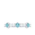 Sky Blue Topaz and Diamond Minimal Half Eternity Ring Sky Blue Topaz - ( AAA ) - Quality - Rosec Jewels