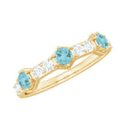 Sky Blue Topaz and Diamond Minimal Half Eternity Ring Sky Blue Topaz - ( AAA ) - Quality - Rosec Jewels