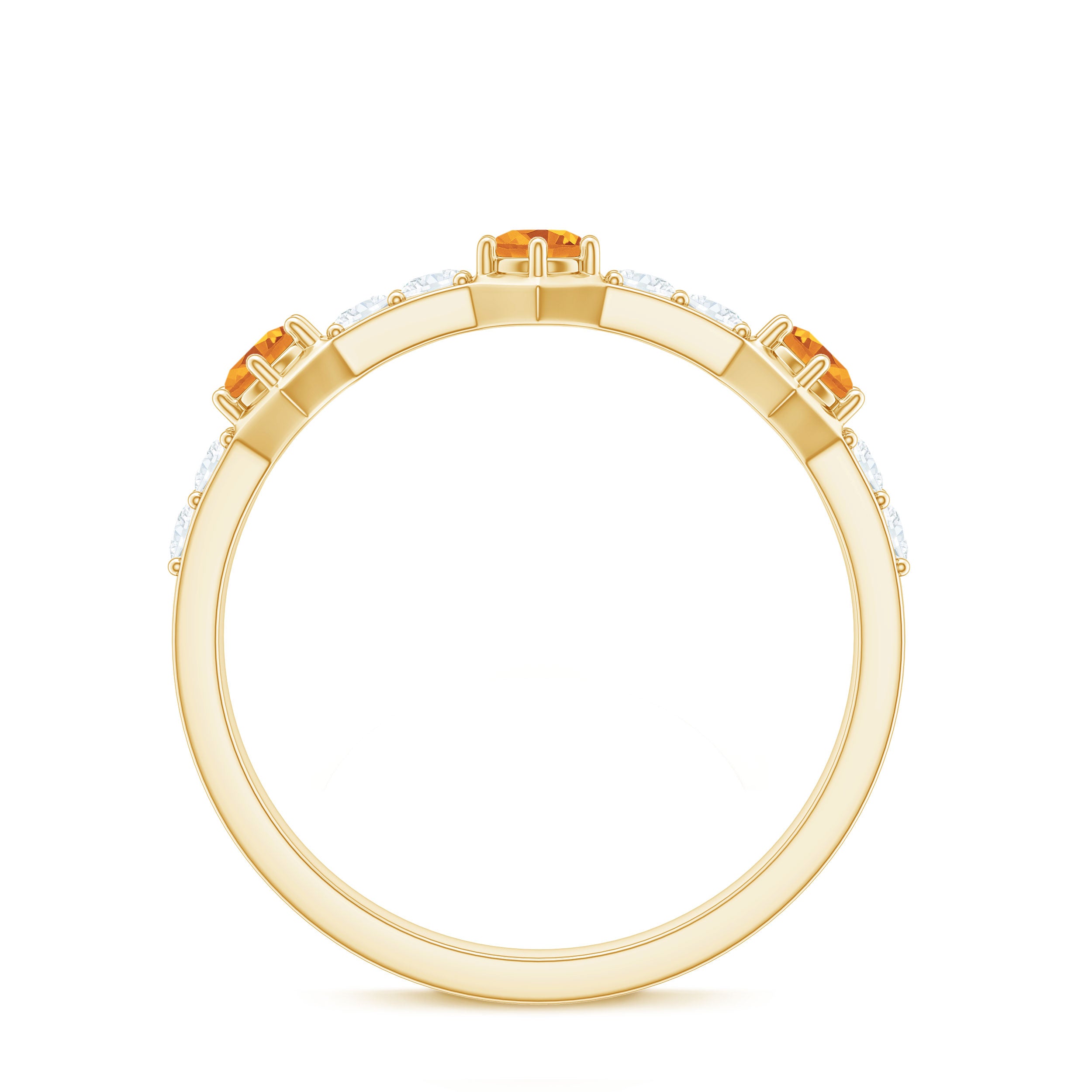 3/4 CT Citrine and Diamond Minimal Half Eternity Ring Citrine - ( AAA ) - Quality - Rosec Jewels