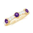 Genuine Amethyst and Diamond Eternity Anniversary Ring Amethyst - ( AAA ) - Quality - Rosec Jewels