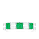 Baguette Cut Emerald and Moissanite Half Eternity Ring Emerald - ( AAA ) - Quality - Rosec Jewels