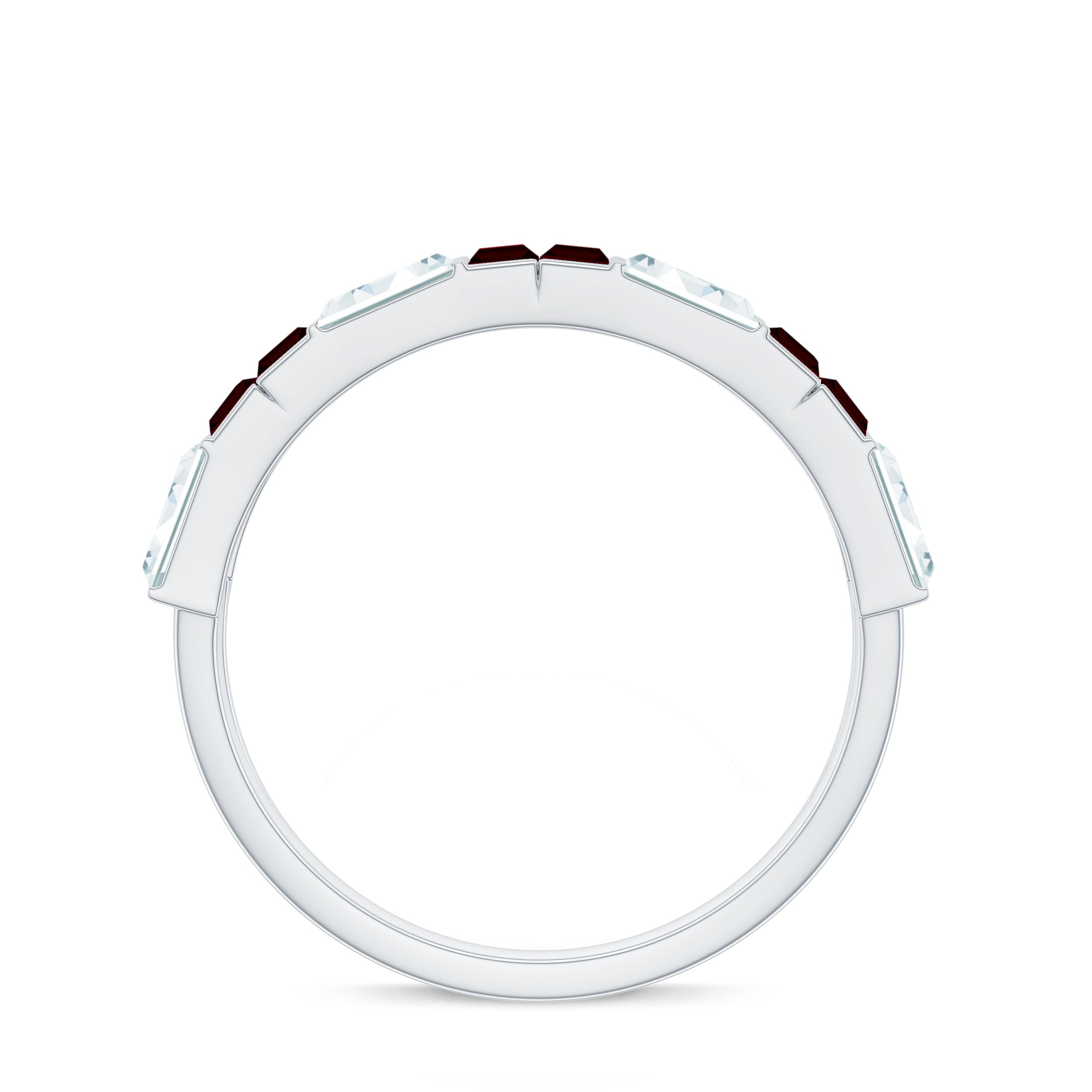 Garnet Baguette Eternity Anniversary Band Ring Garnet - ( AAA ) - Quality - Rosec Jewels