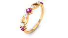 Pink Tourmaline and Diamond Minimal Eternity Anniversary Band Ring Pink Tourmaline - ( AAA ) - Quality - Rosec Jewels