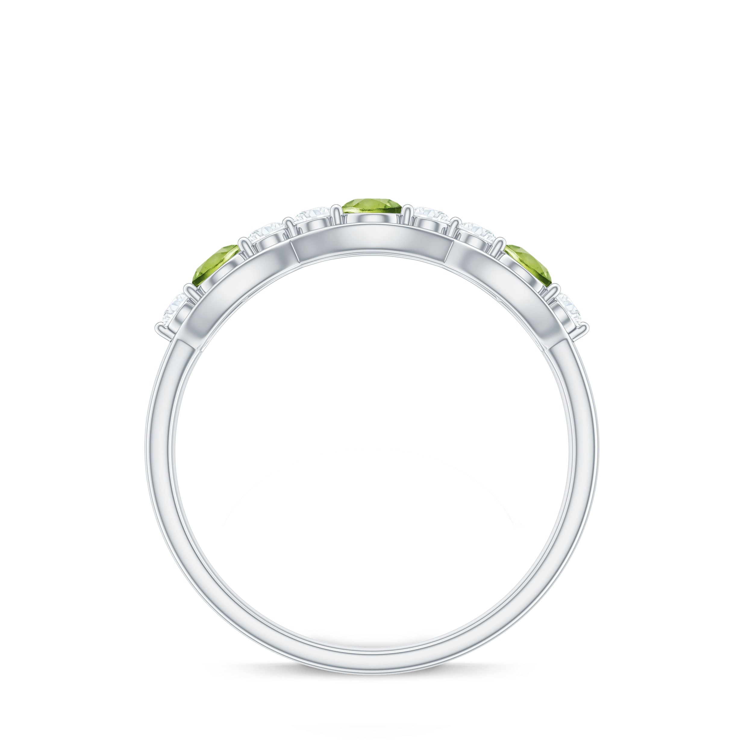 Peridot and Diamond Wedding Anniversary Ring Peridot - ( AAA ) - Quality - Rosec Jewels