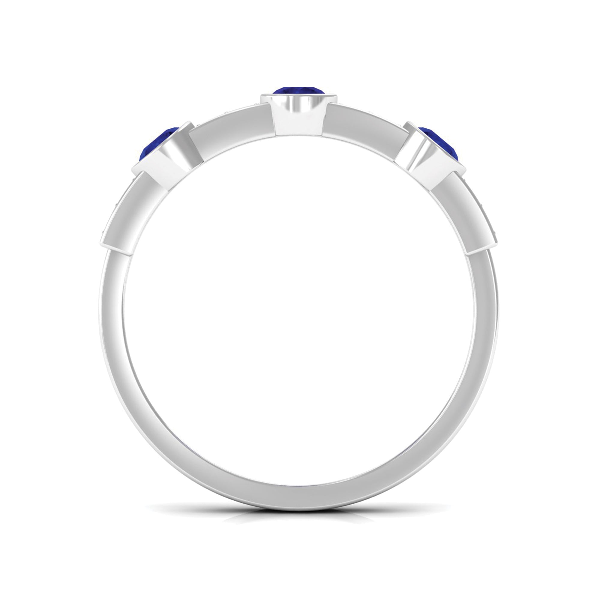 Blue Sapphire and Diamond Minimal Eternity Ring Blue Sapphire - ( AAA ) - Quality - Rosec Jewels