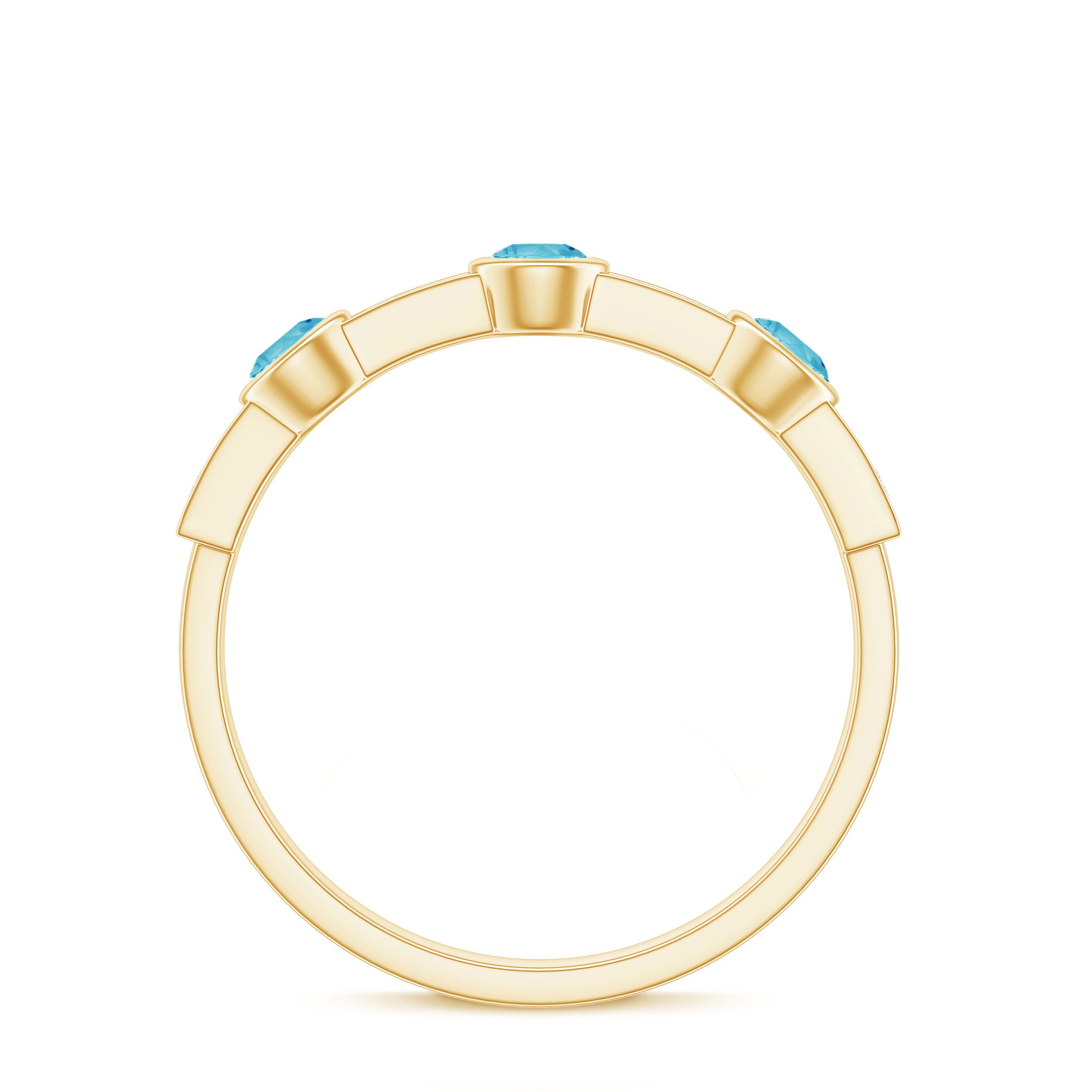 Swiss Blue Topaz Minimal Half Eternity Ring with Diamond Swiss Blue Topaz - ( AAA ) - Quality - Rosec Jewels