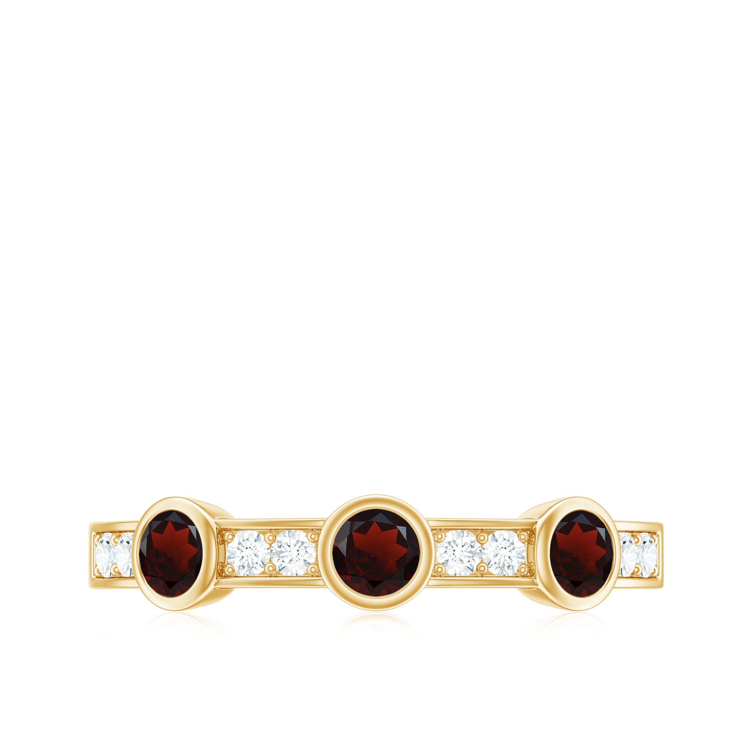 Garnet and Diamond Minimal Half Eternity Ring Garnet - ( AAA ) - Quality - Rosec Jewels