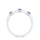 Amethyst and Diamond Minimal Half Eternity Ring Amethyst - ( AAA ) - Quality - Rosec Jewels