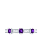 Amethyst and Diamond Minimal Half Eternity Ring Amethyst - ( AAA ) - Quality - Rosec Jewels