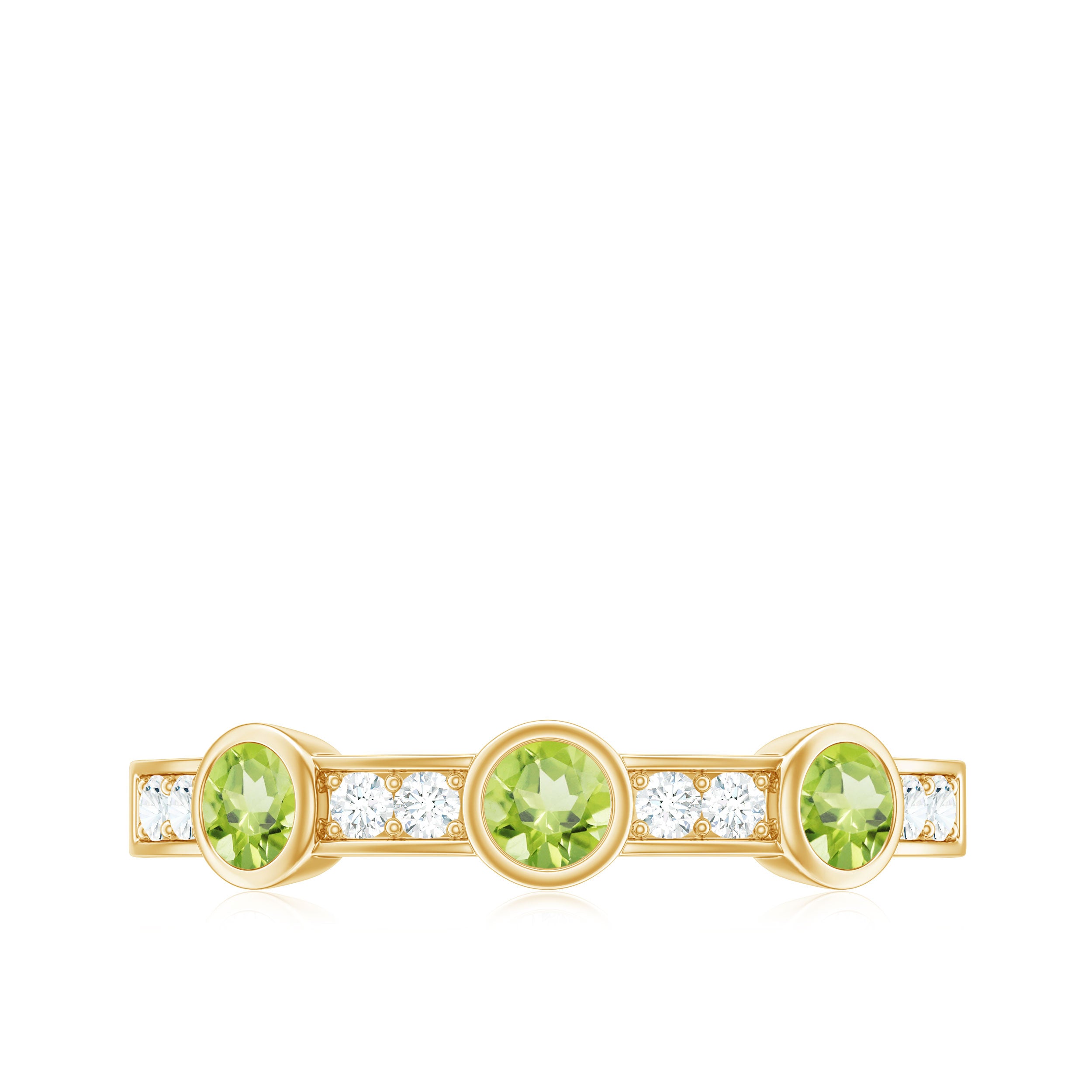 Peridot and Diamond Minimal Half Eternity Ring Peridot - ( AAA ) - Quality - Rosec Jewels