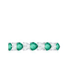 Heart Shape Created Emerald and Diamond Half Eternity Ring Lab Created Emerald - ( AAAA ) - Quality - Rosec Jewels