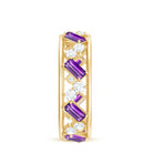 Baguette Cut Amethyst and Diamond Eternity Ring Amethyst - ( AAA ) - Quality - Rosec Jewels