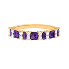 Genuine Amethyst and Diamond Eternity Ring Amethyst - ( AAA ) - Quality - Rosec Jewels