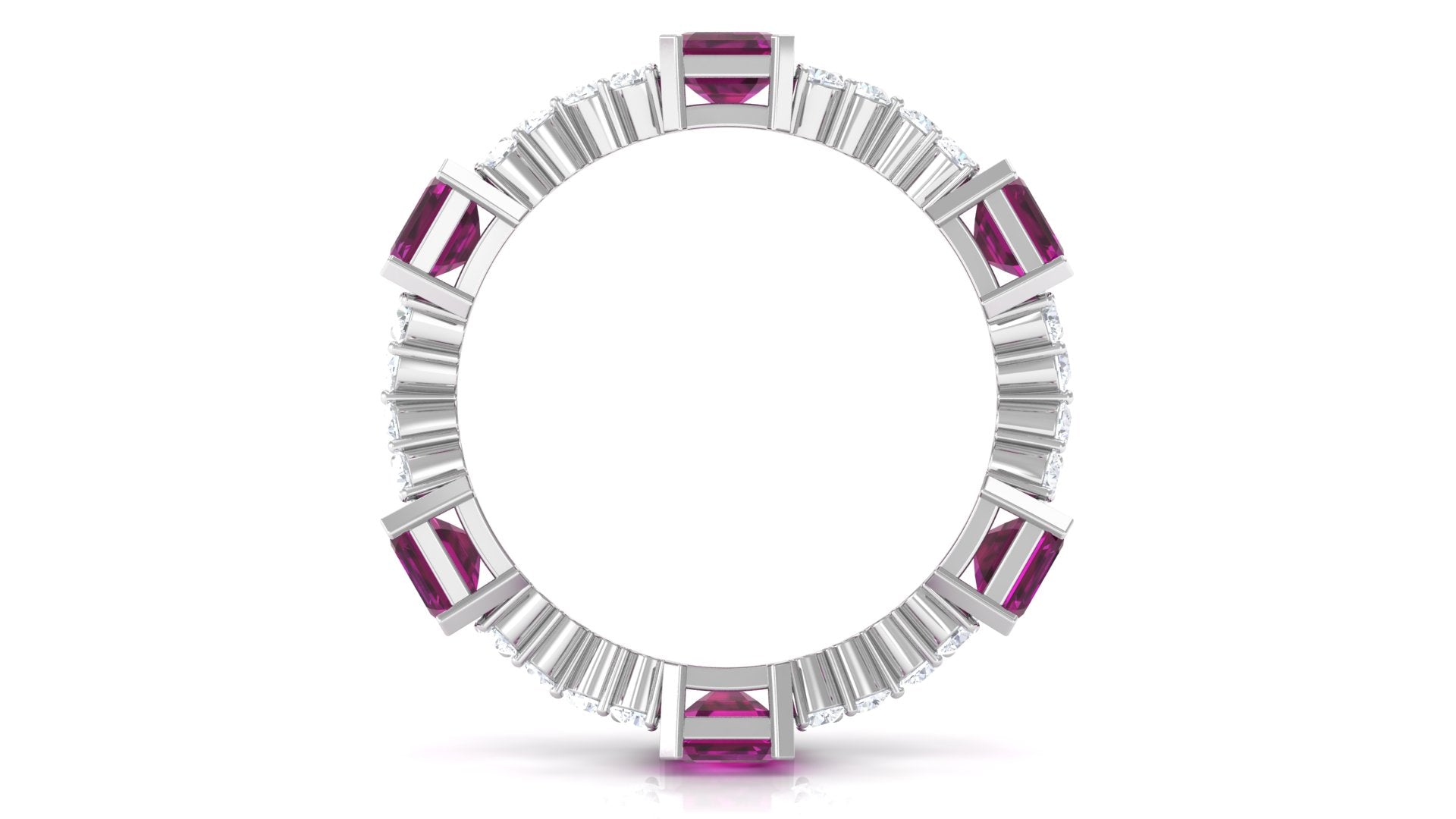 5 CT Certified Rhodolite and Moissanite Eternity Ring in Gold Rhodolite - ( AAA ) - Quality - Rosec Jewels