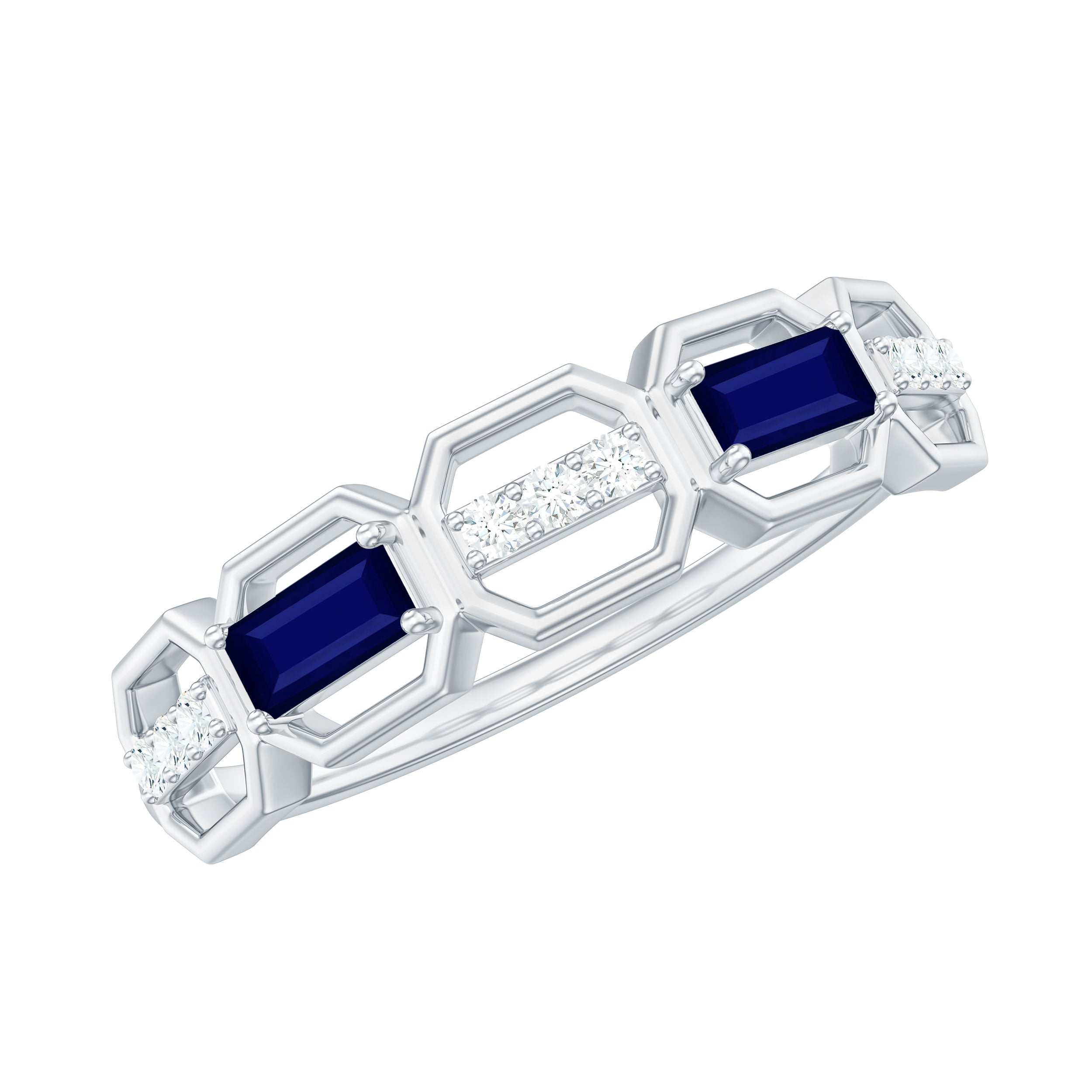 Natural Blue Sapphire and Diamond Eternity Wedding Ring Blue Sapphire - ( AAA ) - Quality - Rosec Jewels