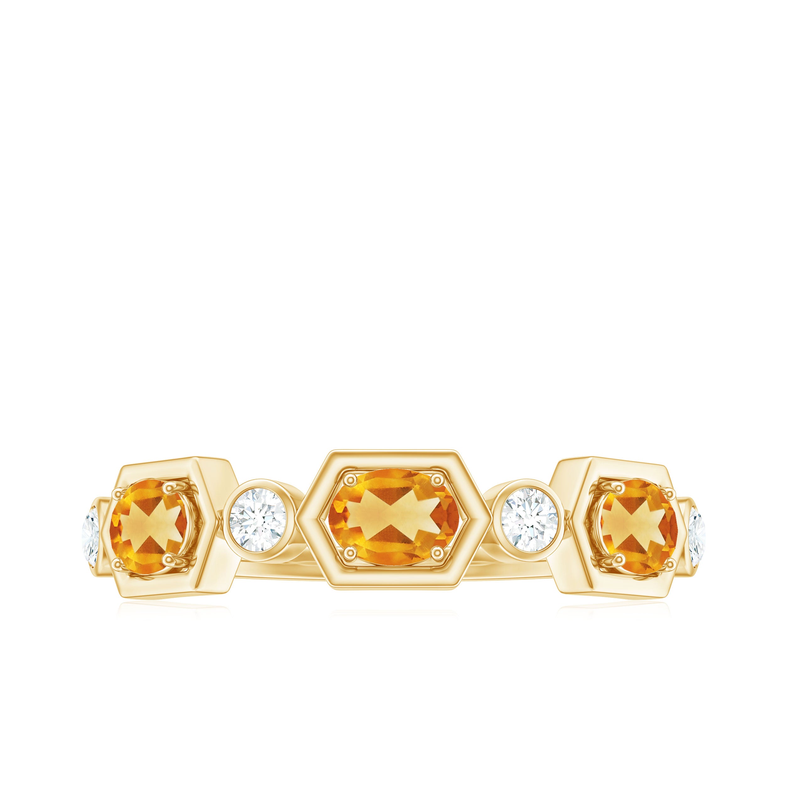 0.75 CT Certified Citrine and Diamond Half Eternity Ring Citrine - ( AAA ) - Quality - Rosec Jewels