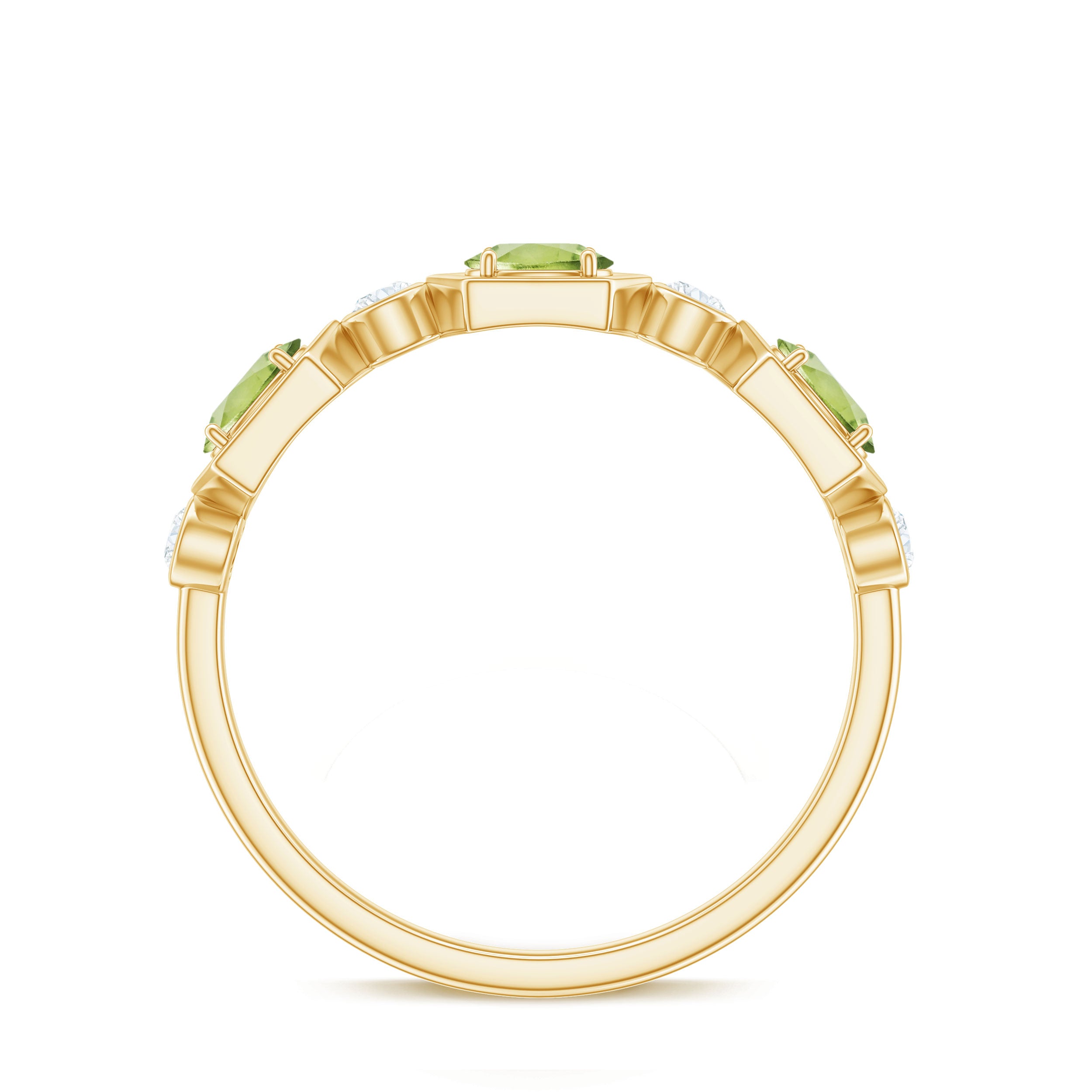 Natural Peridot and Diamond Eternity Wedding Band Peridot - ( AAA ) - Quality - Rosec Jewels