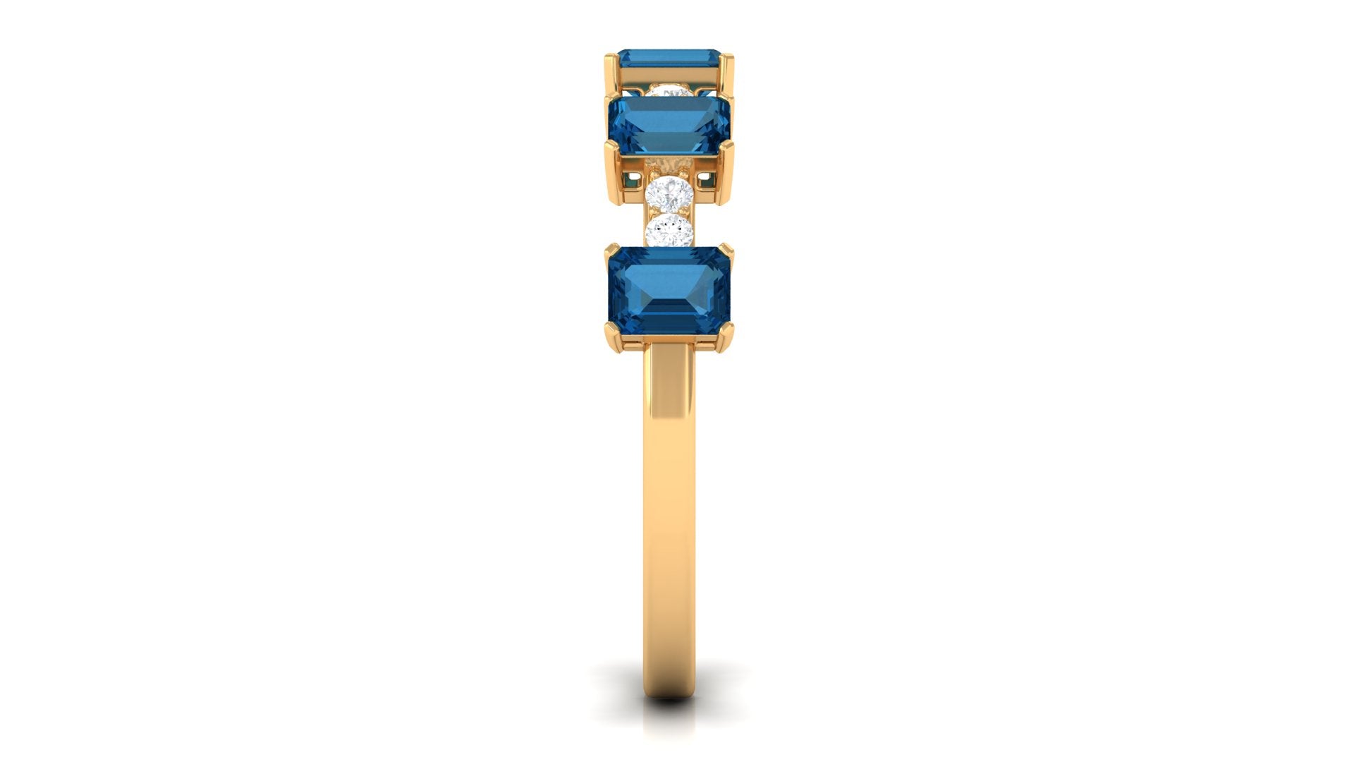 London Blue Topaz and Diamond Alternate Half Eternity Ring London Blue Topaz - ( AAA ) - Quality - Rosec Jewels