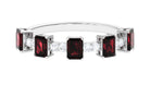 Certified Garnet Half Eternity Ring with Diamond Garnet - ( AAA ) - Quality - Rosec Jewels