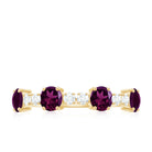 Elegant Rhodolite and Diamond Half Eternity Ring Rhodolite - ( AAA ) - Quality - Rosec Jewels