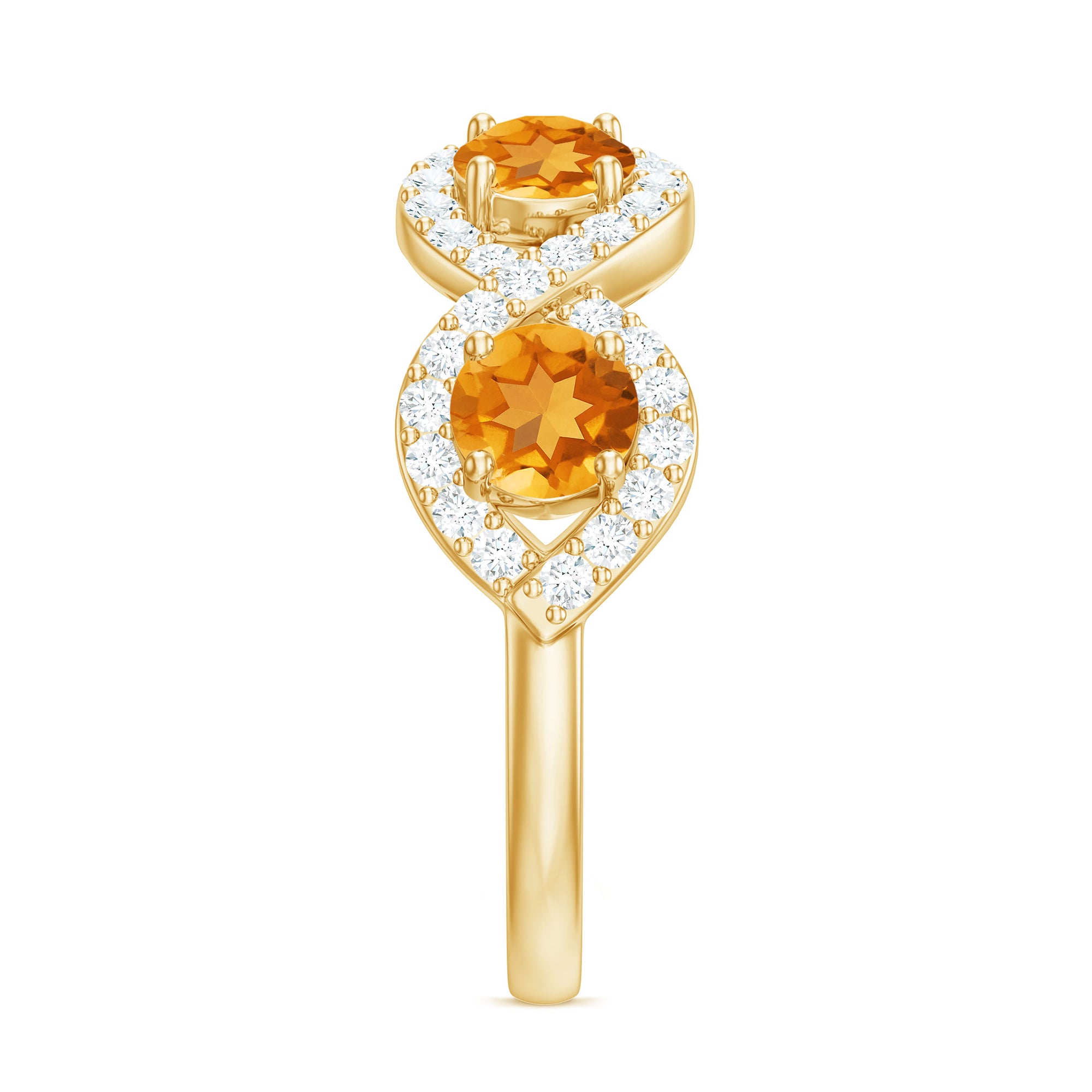 Real Citrine and Moissanite Minimal Braided Eternity Ring Citrine - ( AAA ) - Quality - Rosec Jewels