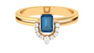 London Blue Topaz Double Band Ring with Diamond London Blue Topaz - ( AAA ) - Quality - Rosec Jewels