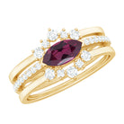 1.50 CT Real Rhodolite and Diamond Stackable Ring Set Rhodolite - ( AAA ) - Quality - Rosec Jewels