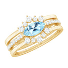 Genuine Aquamarine and Diamond Ring Set Aquamarine - ( AAA ) - Quality - Rosec Jewels