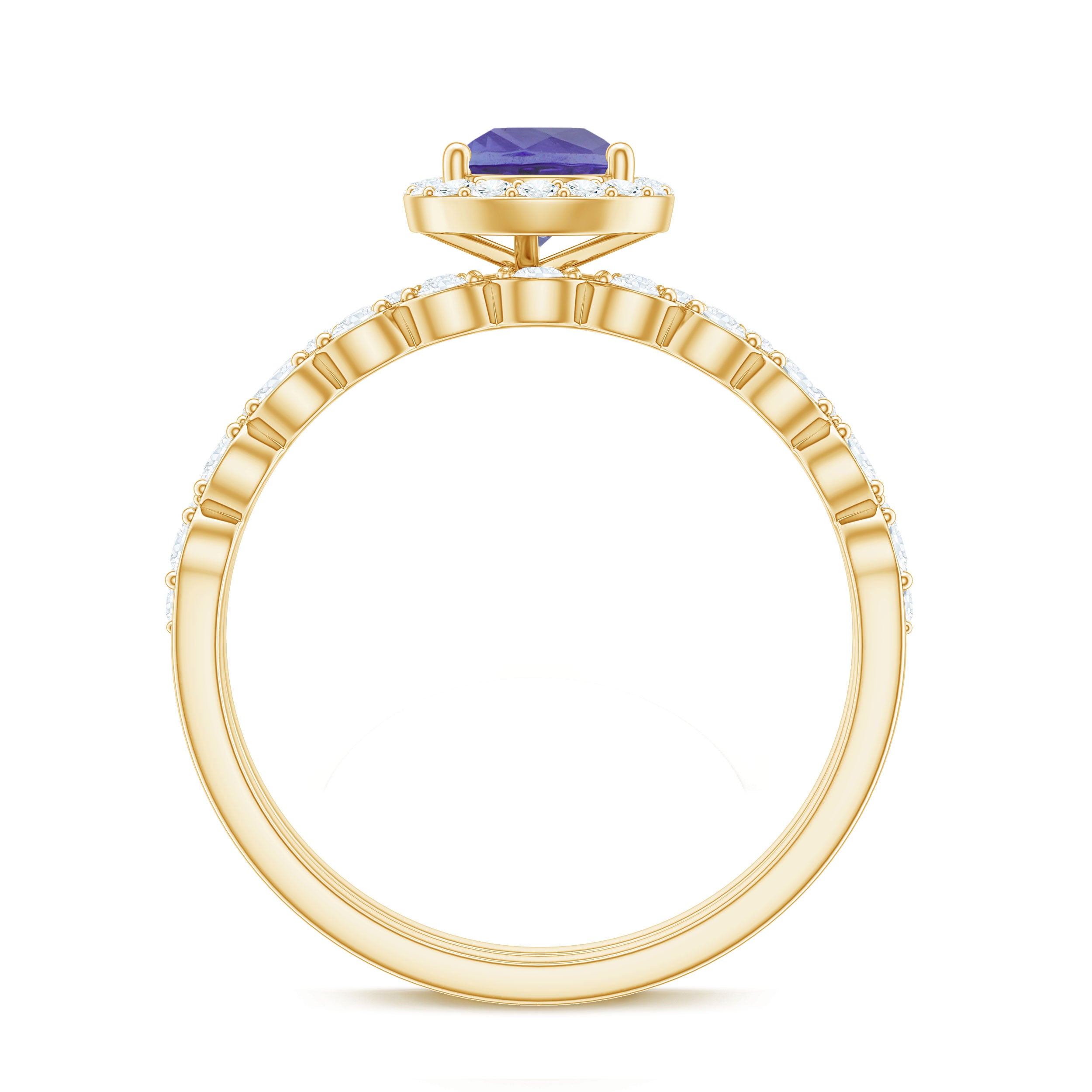 Teardrop Tanzanite Bridal Ring Set with Diamond Tanzanite - ( AAA ) - Quality - Rosec Jewels