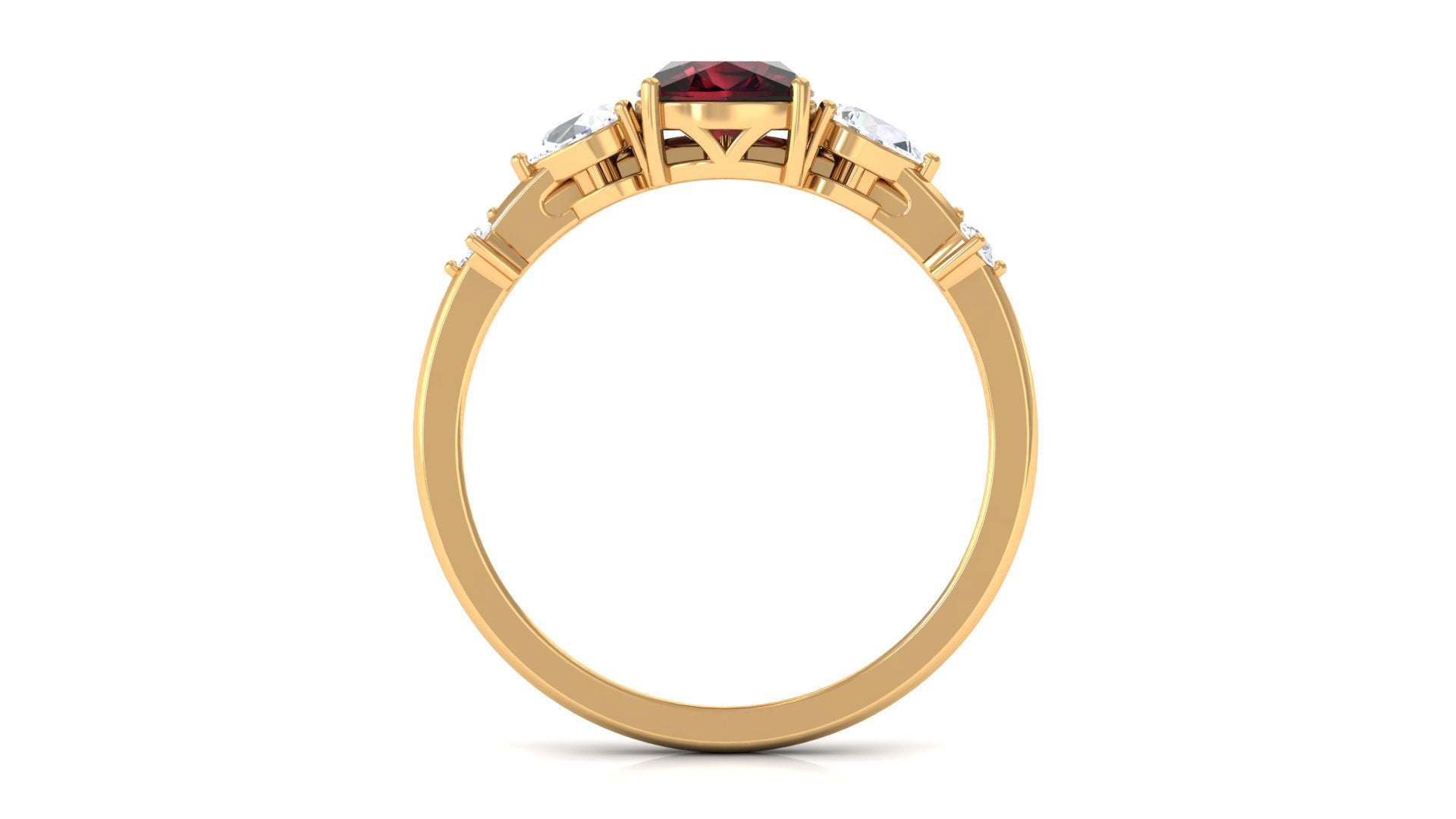 Cushion Cut Real Garnet Ring Set with Diamond Garnet - ( AAA ) - Quality - Rosec Jewels