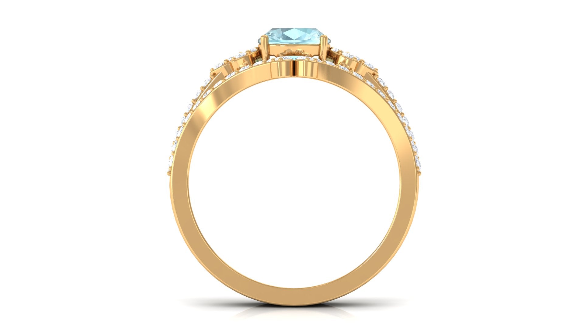 2 CT Cushion Cut Sky Blue Topaz and Diamond Bridal Ring Set Sky Blue Topaz - ( AAA ) - Quality - Rosec Jewels