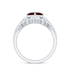 Real Garnet and Moissanite Statement Wedding Ring Set Garnet - ( AAA ) - Quality - Rosec Jewels