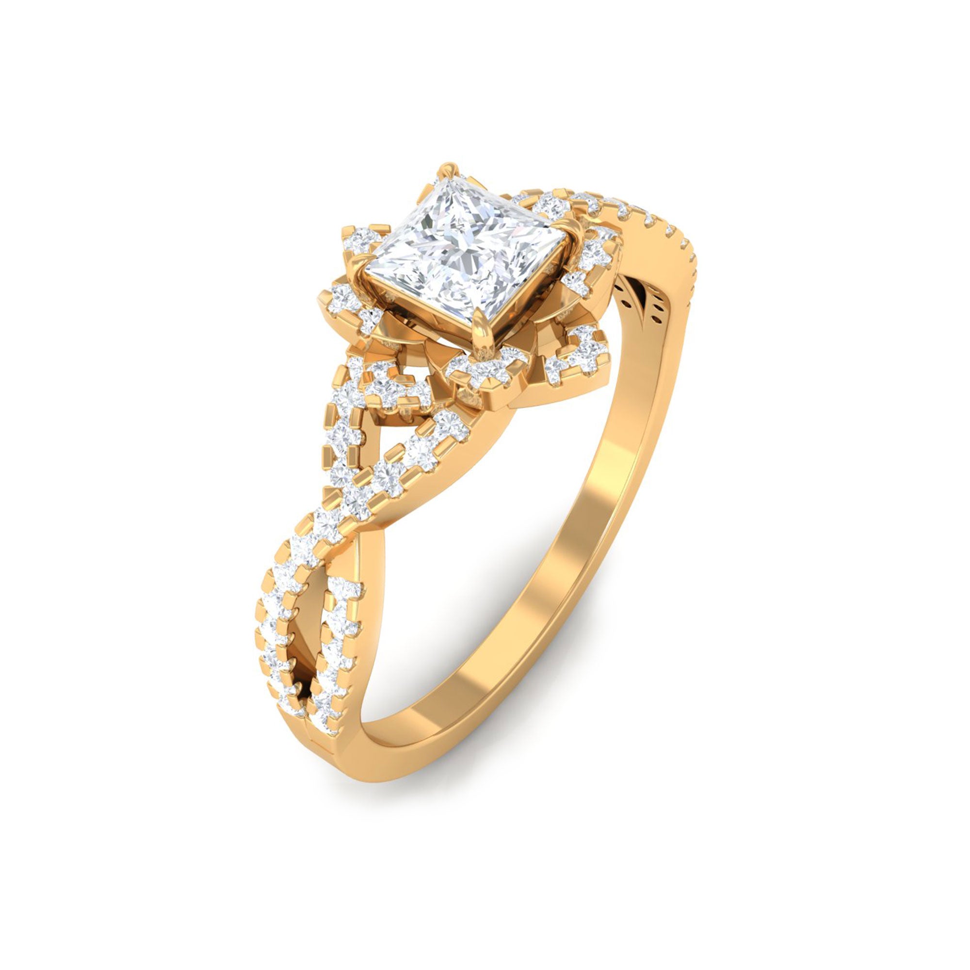 Natural Diamond Flower Crossover Engagement Ring Diamond - ( HI-SI ) - Color and Clarity - Rosec Jewels