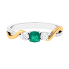 3/4 CT Emerald and Diamond Three Stone Engagement Ring Emerald - ( AAA ) - Quality - Rosec Jewels