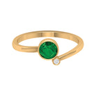 Round Emerald and Moissanite Two Stone Promise Ring Emerald - ( AAA ) - Quality - Rosec Jewels