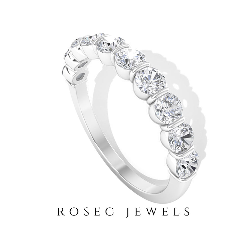 1.25 CT Diamond Eternity Ring in Bar Setting Diamond - ( HI-SI ) - Color and Clarity - Rosec Jewels