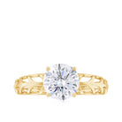 7 MM Solitaire Moissanite and Gold Filgree Ring Moissanite - ( D-VS1 ) - Color and Clarity - Rosec Jewels