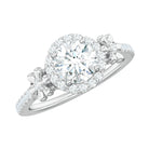 Certified Moissanite Flower Engagement Ring in Gold Moissanite - ( D-VS1 ) - Color and Clarity - Rosec Jewels