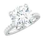 10 MM Round Moissanite Solitaire Engagement Ring with Side Stones Moissanite - ( D-VS1 ) - Color and Clarity - Rosec Jewels