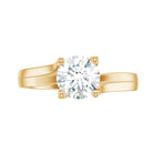 7 MM Round Moissanite Solitaire Ring in Gold Moissanite - ( D-VS1 ) - Color and Clarity - Rosec Jewels