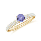 3/4 CT Solitaire Tanzanite and Diamond Engagement Ring Tanzanite - ( AAA ) - Quality - Rosec Jewels