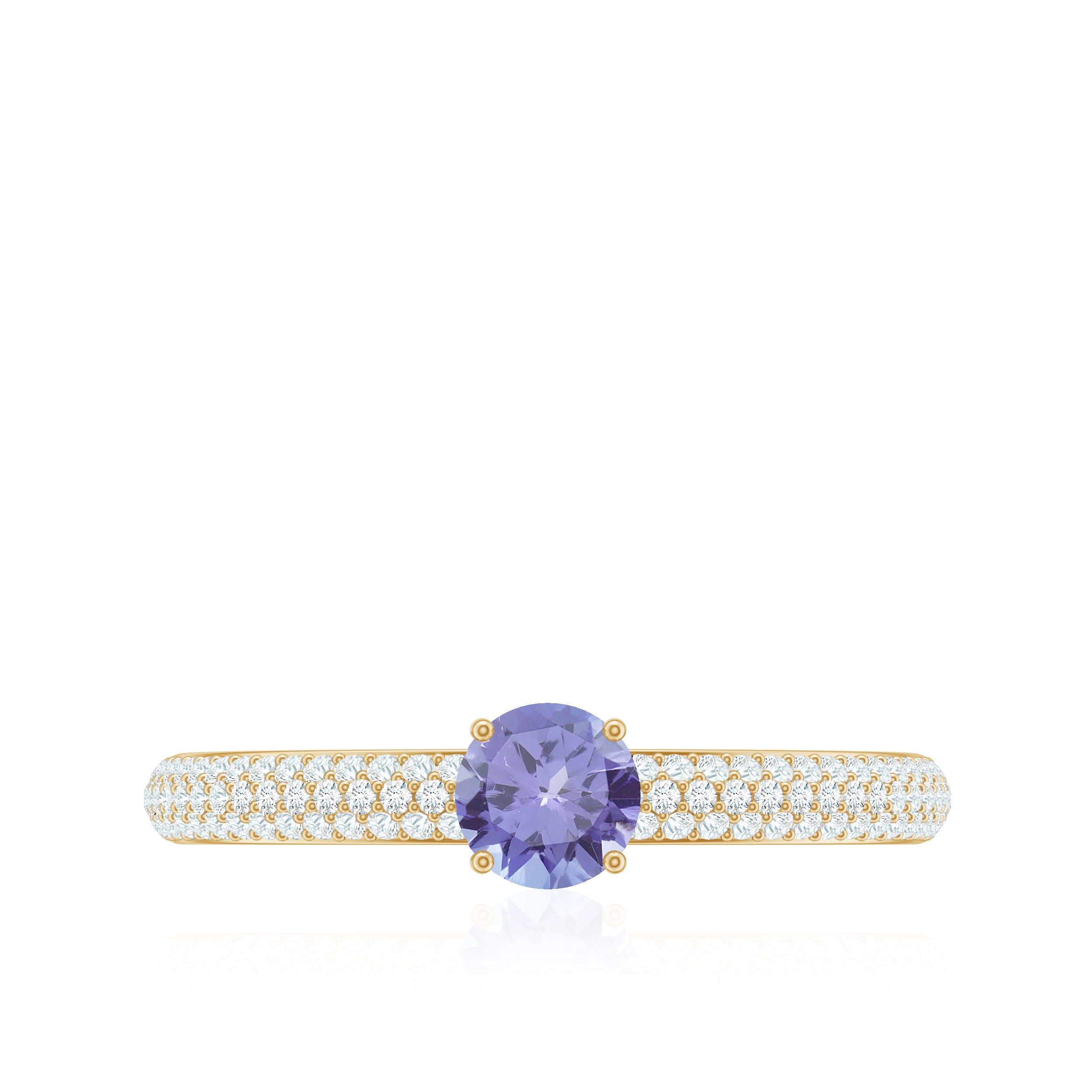 3/4 CT Solitaire Tanzanite and Diamond Engagement Ring Tanzanite - ( AAA ) - Quality - Rosec Jewels