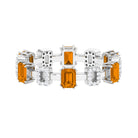 1.25 CT Emerald Cut Citrine Eternity Ring with Diamond Stones Citrine - ( AAA ) - Quality - Rosec Jewels