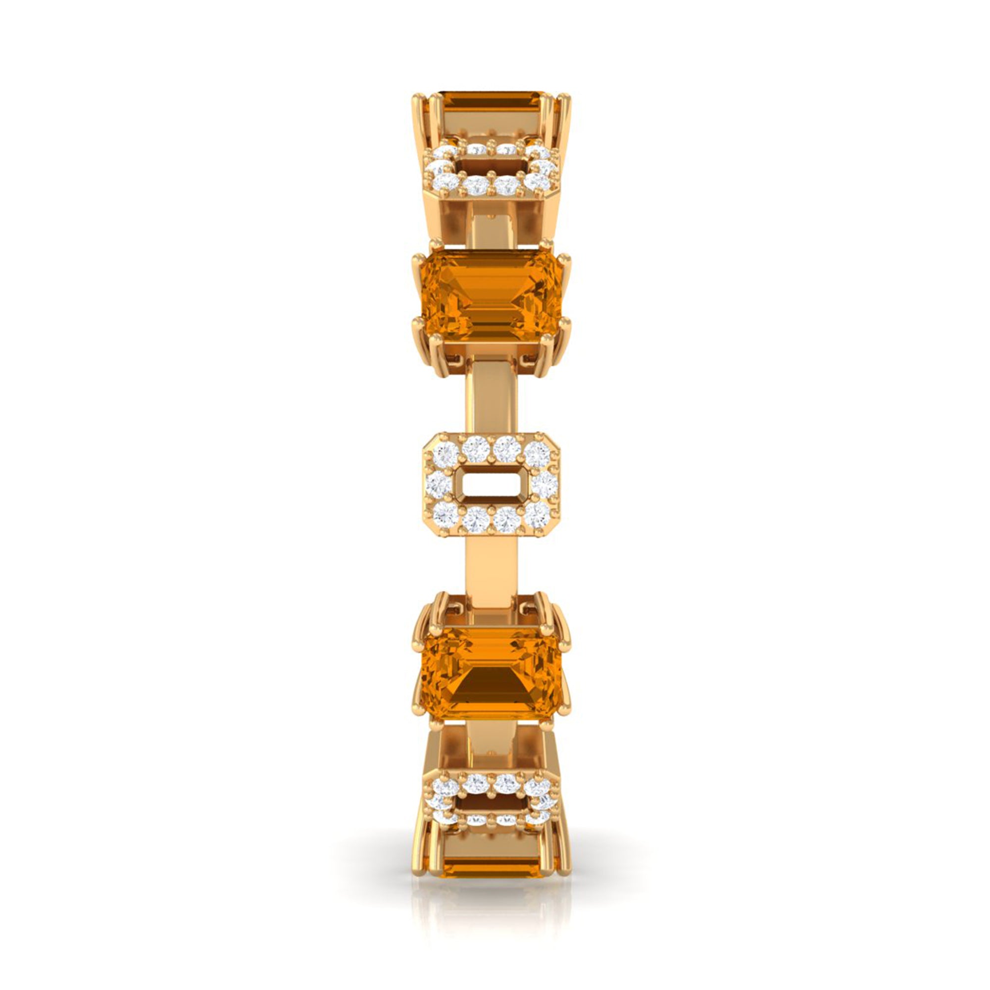 1.25 CT Emerald Cut Citrine Eternity Ring with Diamond Stones Citrine - ( AAA ) - Quality - Rosec Jewels