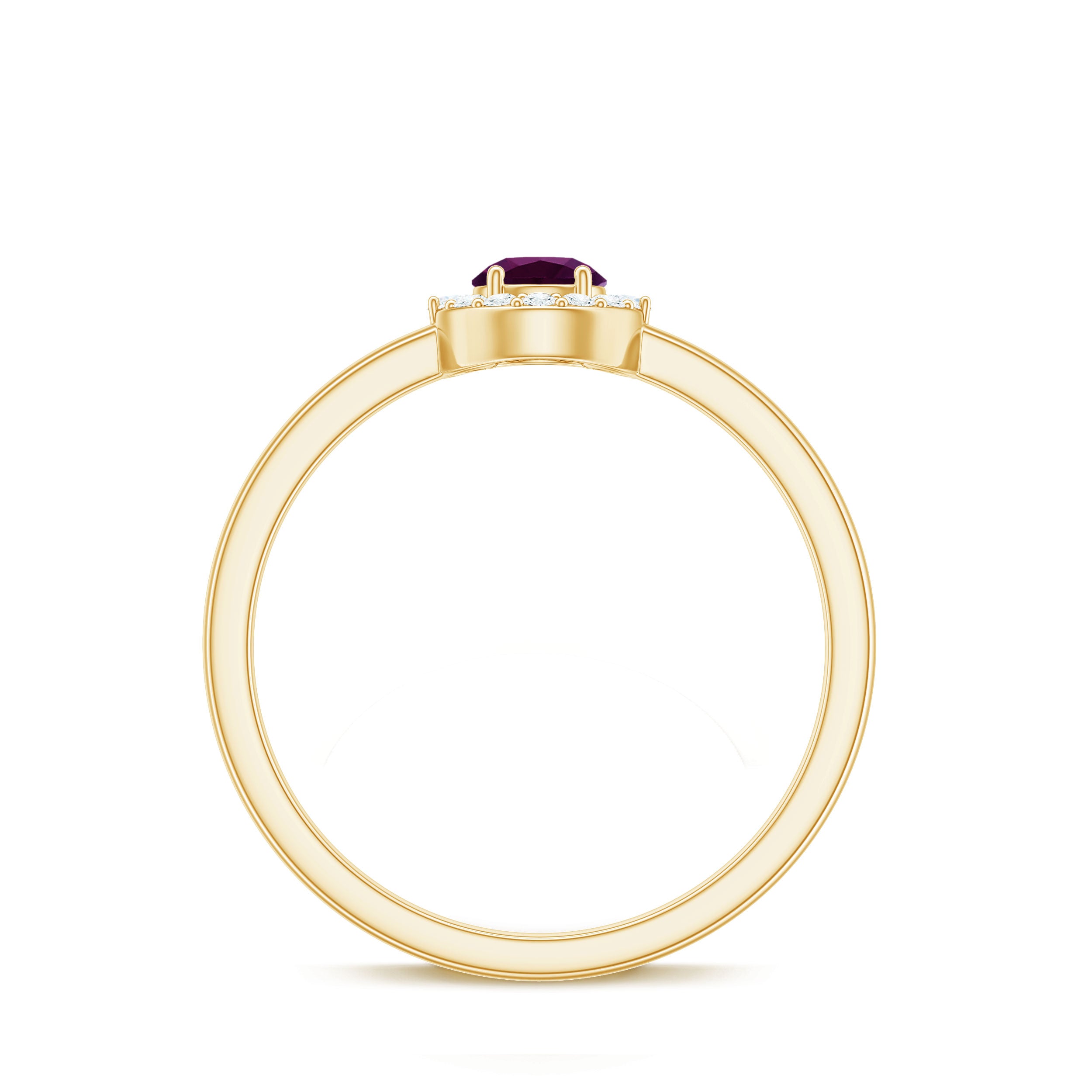 Rhodolite Minimal Promise Ring with Diamond Halo Rhodolite - ( AAA ) - Quality - Rosec Jewels