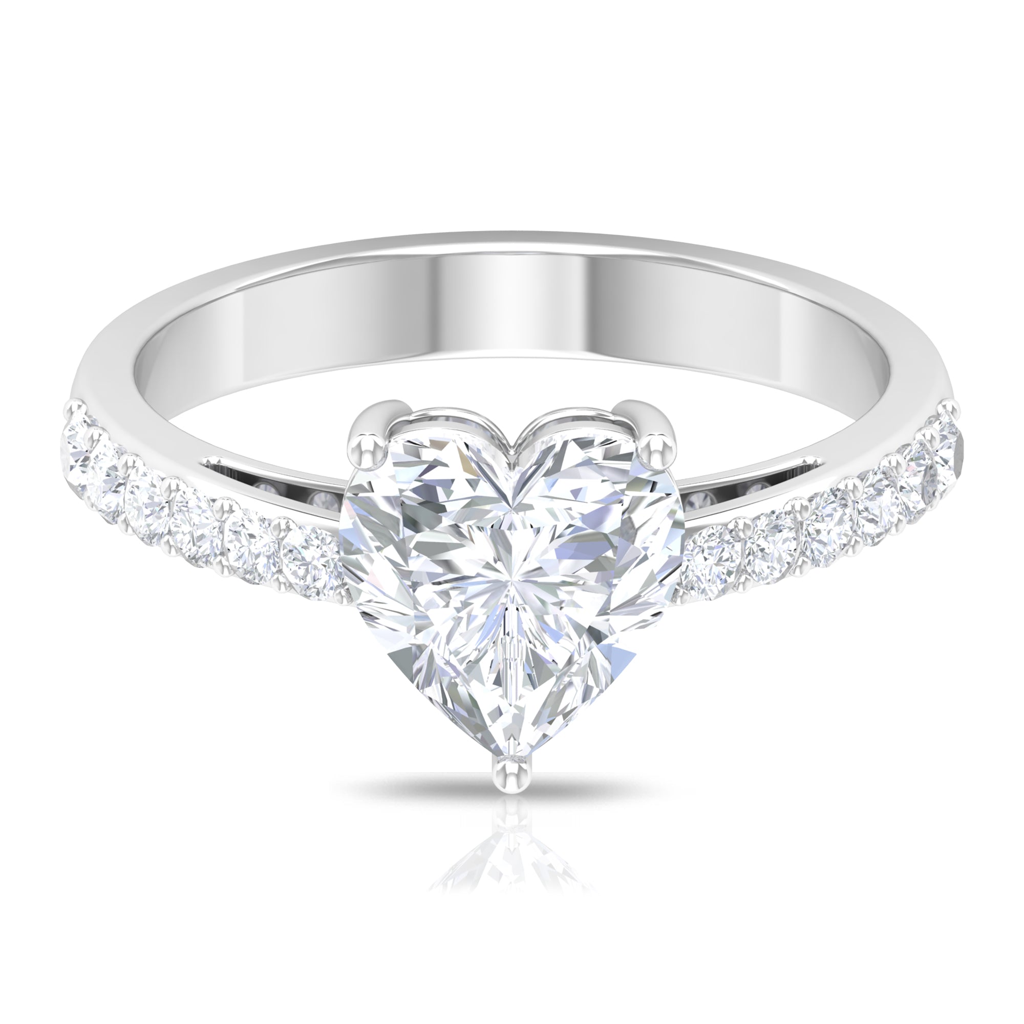 2.75 CT Heart Moissanite Solitaire Engagement Ring Moissanite - ( D-VS1 ) - Color and Clarity - Rosec Jewels